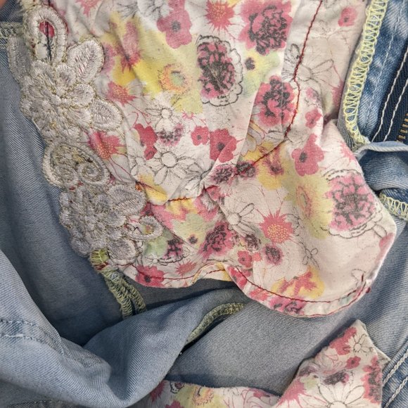 Desigual Exotic Jeans 28 S Skinny Light Blue with Gold Lace Detailing - Picture 9 of 10